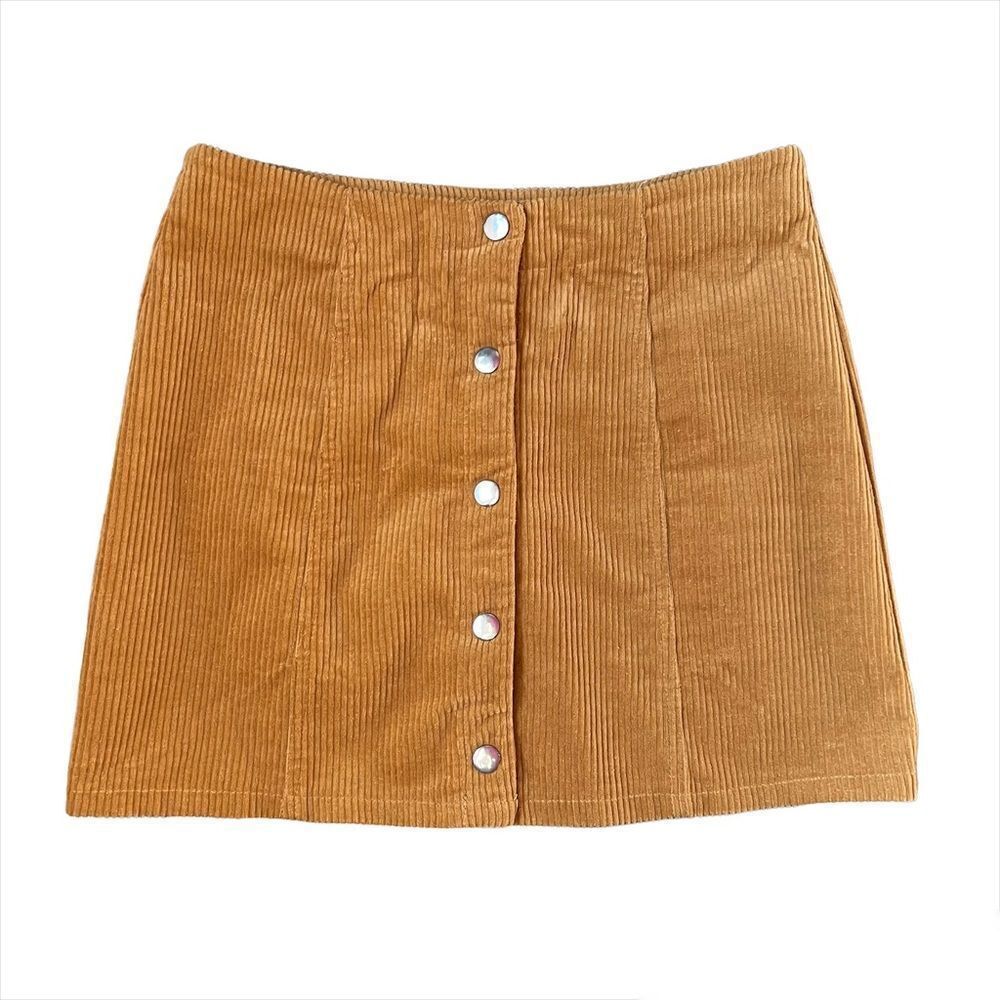 Forever 21 Button Up Corduroy Mini Skirt Camel Size Small